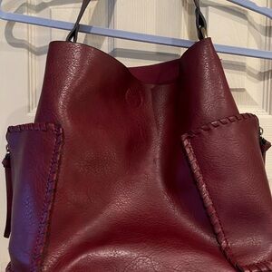Wine colored large handbag